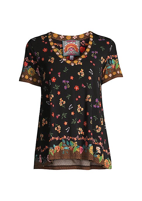 Floral V-Neck Swing Tee