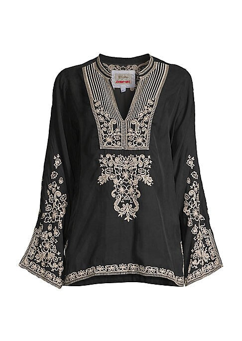 Embroidered V-Neck Blouse