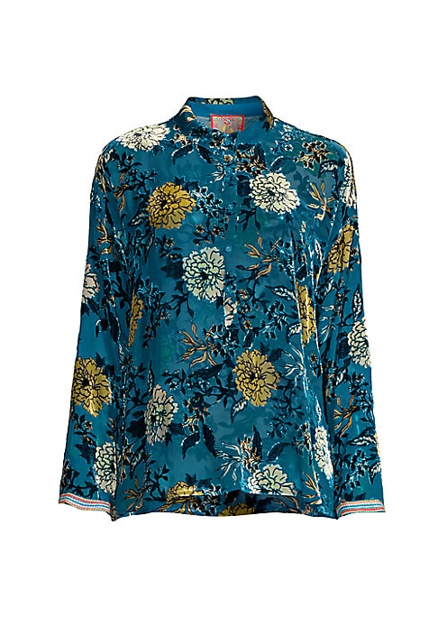 Silk Floral Stitch Blouse