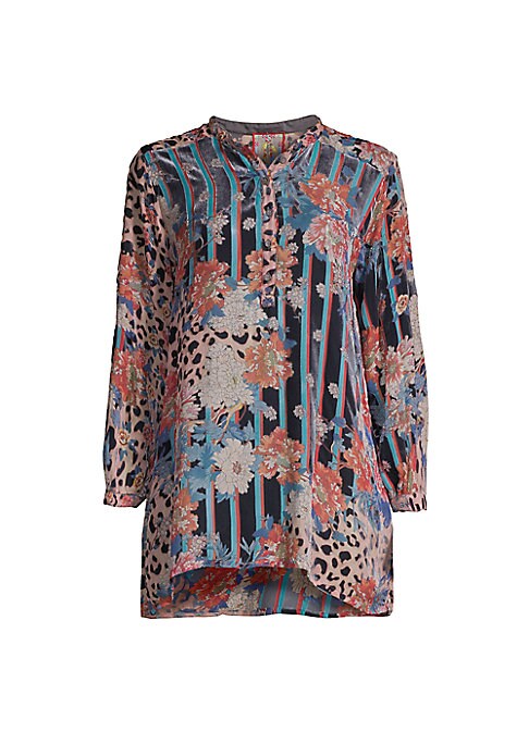 Floral Silk Tunic Top