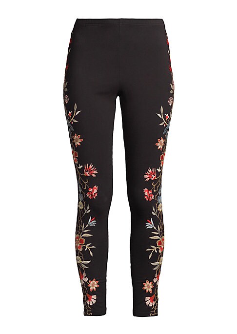 Floral Embroidered Stretch Leggings