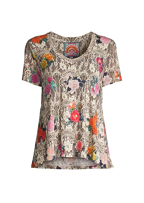 Lace Floral V-Neck Top