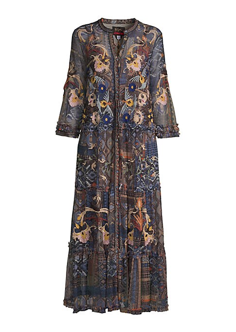 Embroidered Sheer Maxi Dress
