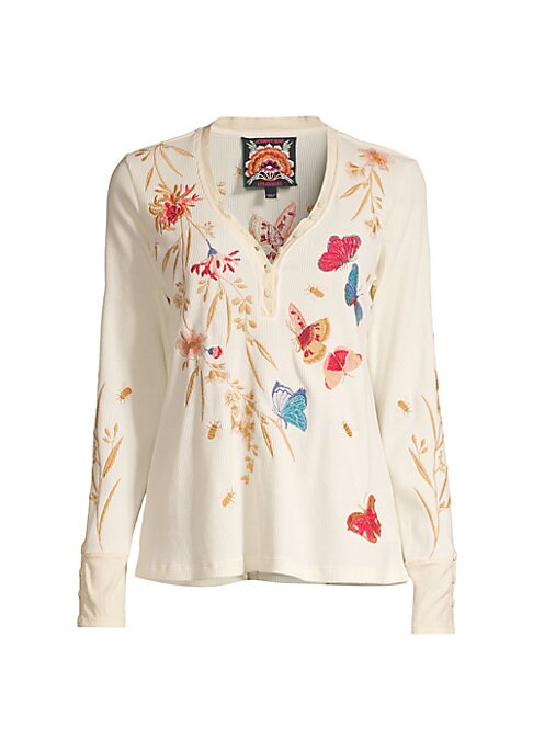 Embroidered Thermal V-Shirt