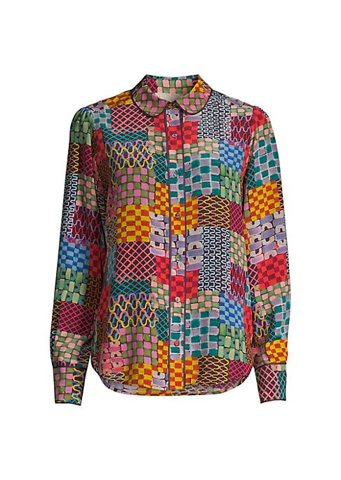Silken Geometric Blouse