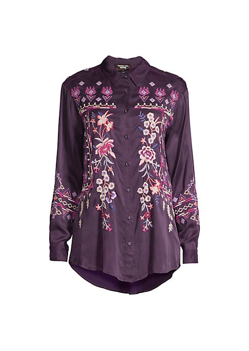 Embroidered High-Low Top