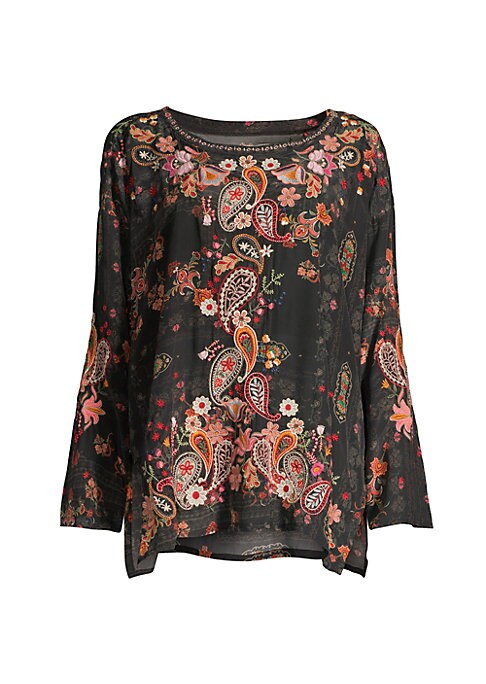 Chic Silk Embroidery Top