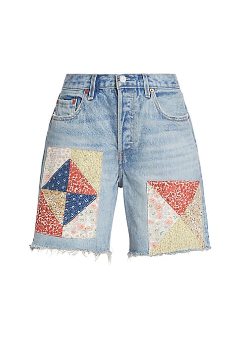 Retro Patchwork Denim Shorts