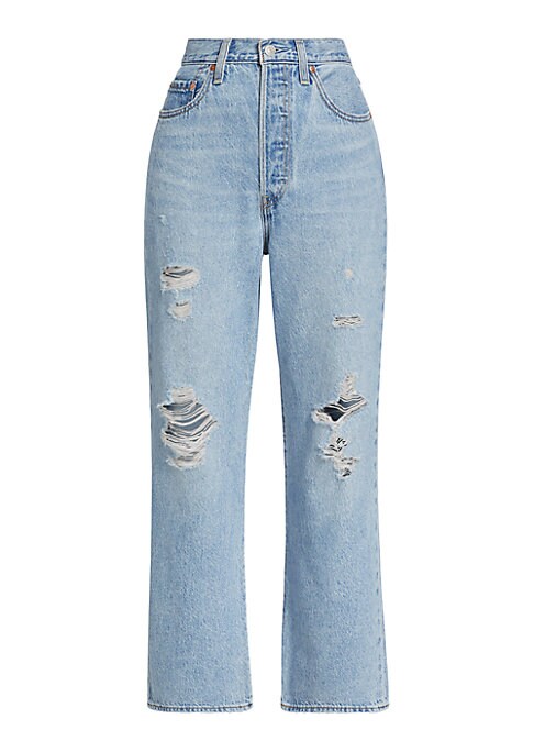 Distressed High-Waist Denim