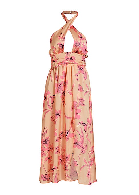 Floral Split Halter Dress