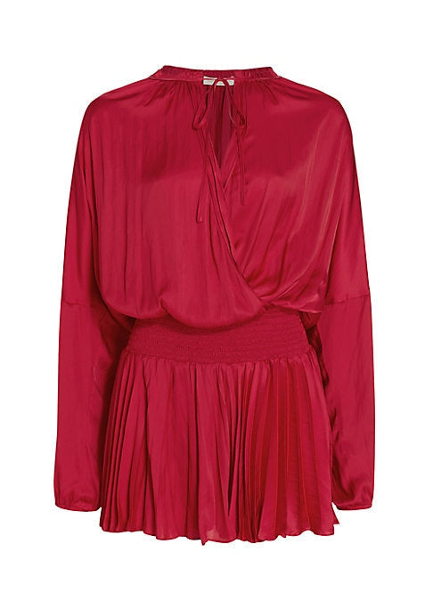 Pleated V-Neck Dress