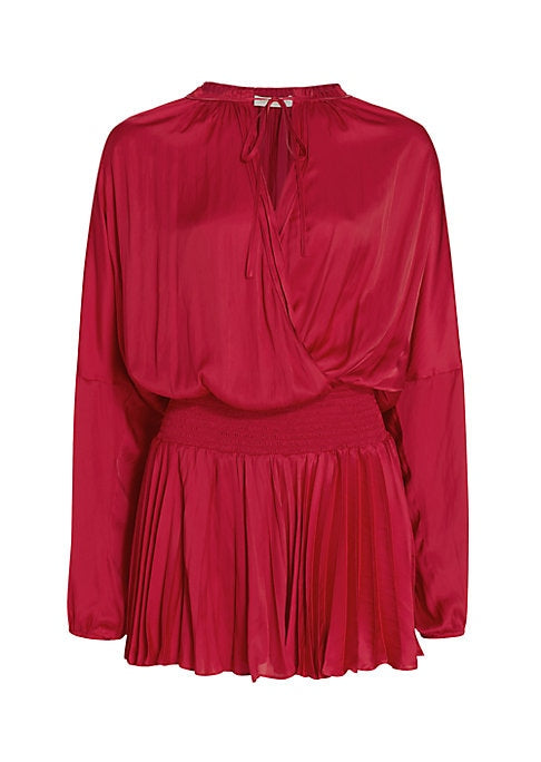 Pleated V-Neck Dress