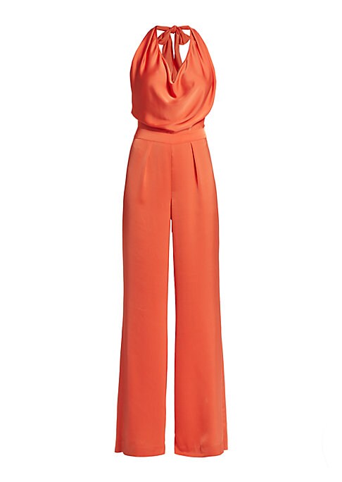 Flowing Satin Halter Jumpsuit