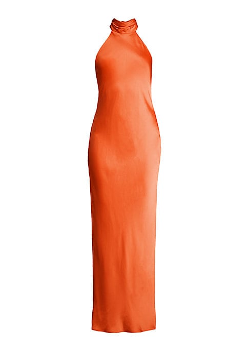 Elegant Satin High Neck Gown