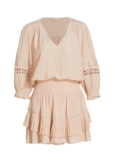 Ruffled V-Neck Mini Dress