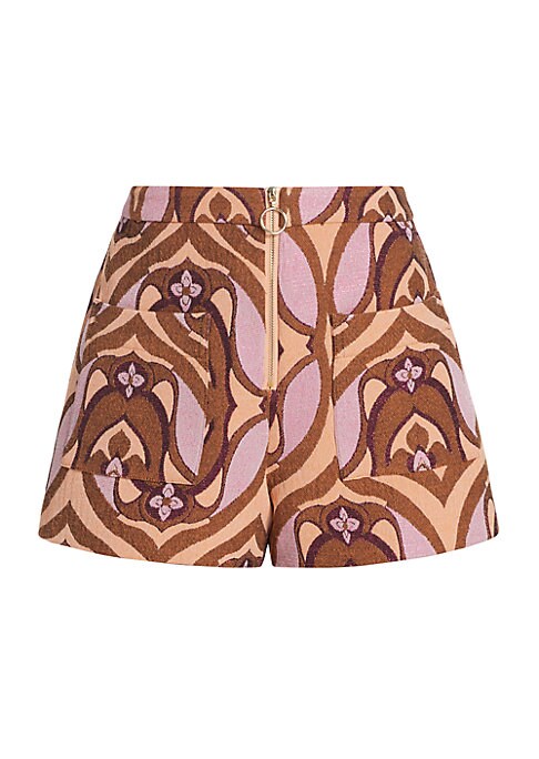 Floral Jacquard High-Rise Shorts