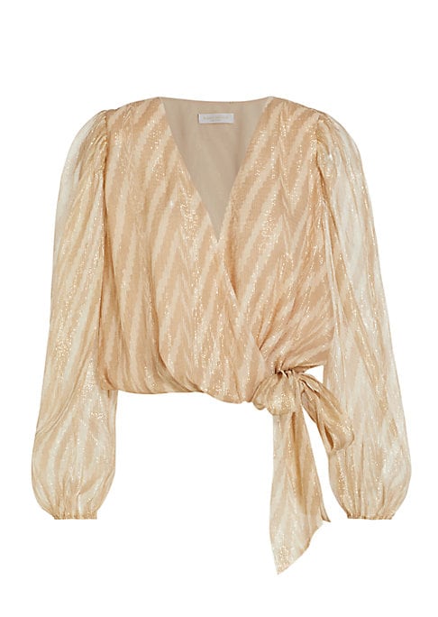 Metallic Wrap Blouse