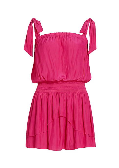 Smocked Tie Mini Dress