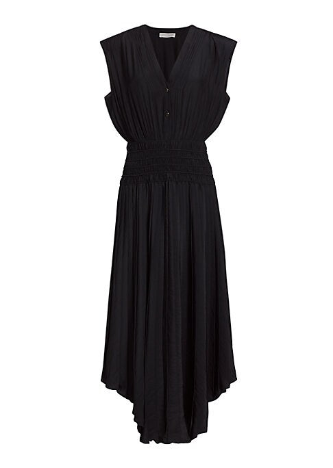 V-Neck Smocked Midi Dress