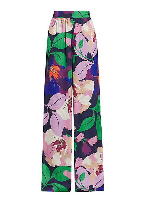 Floral Satin Wide Pants