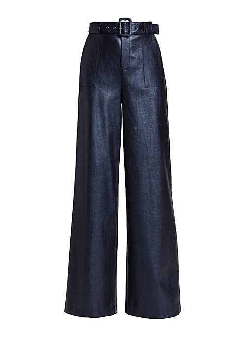 Croc-Embossed Leather Trousers