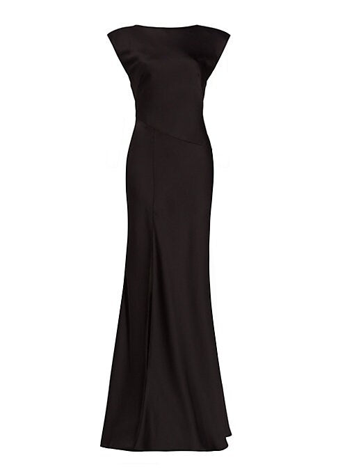Lustrous Cowl-Back Glam Gown