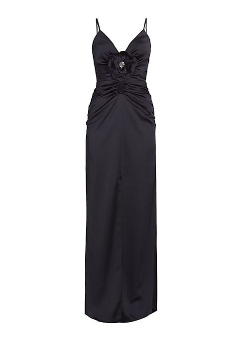 Glimmering Floral Satin Gown