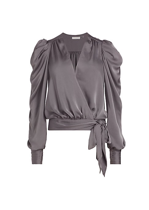 Radiant Satin Wrap Blouse