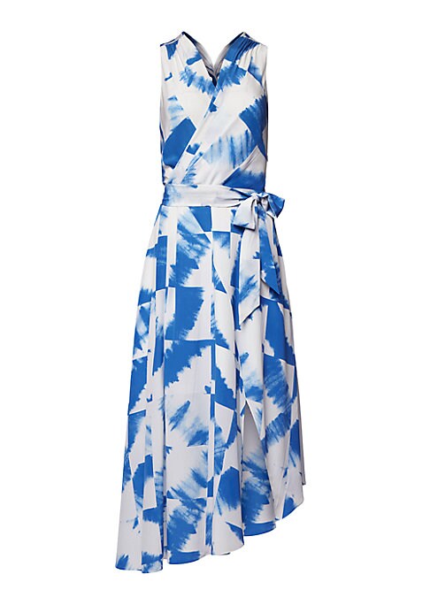 Chic Geometric Silk Midi-Dress