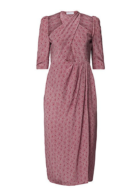 Geometric Silk Cut-Out Dress