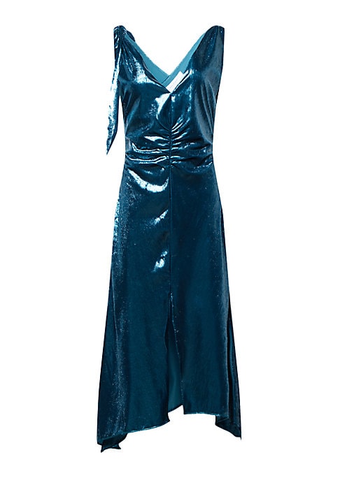 Shiny Ruched Midi Dress