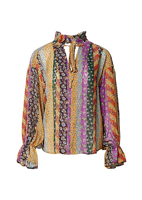 Floral Ruffle Silk Blouse