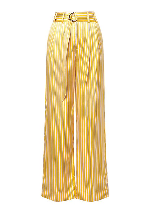 Striped Silk Wide-Leg Trousers