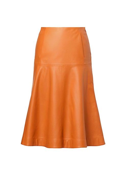 Flared Leather Midi Skirt