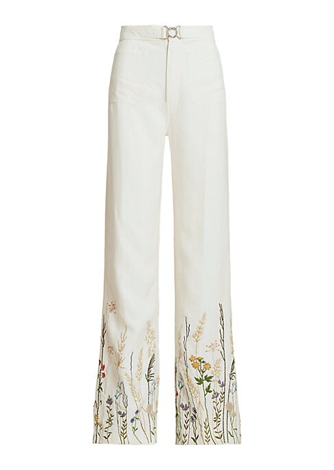 Floral Hemp Wide-Leg Pants