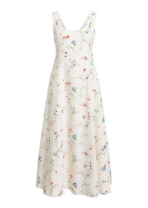 Floral Linen Midi Dress