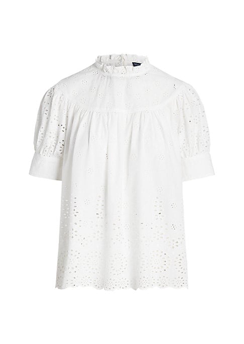 Ruffled Cotton Eyelet Blouse