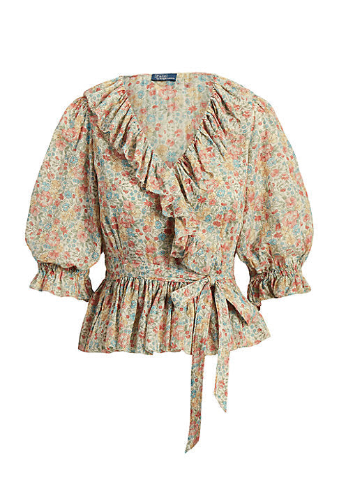 Floral Wrap Peplum Top