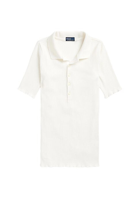Stretch Ribbed Polo Top