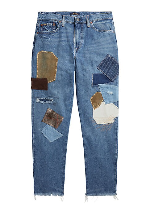 Patched Casual Tapered Denim