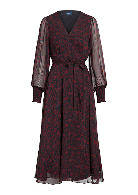 Floral Wrap Midi Dress