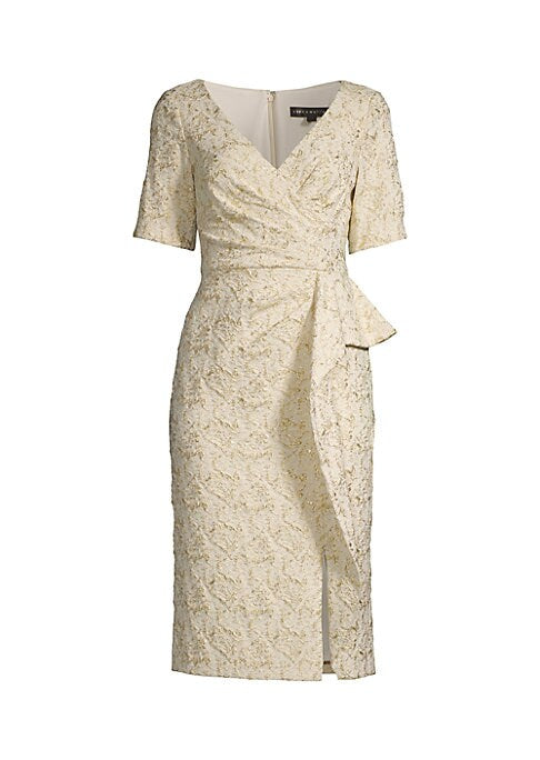 Metallic Floral Wrap Dress