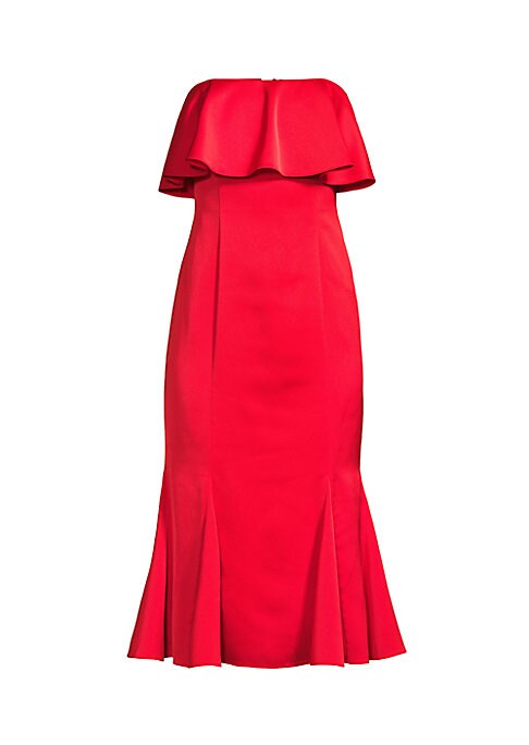 Ruffled Satin Midi Dress