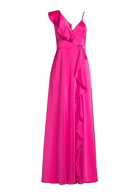 Cascading Satin Evening Gown