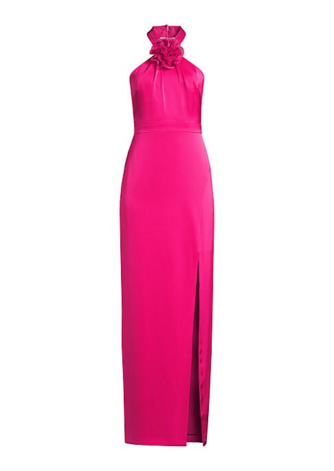 Floral Satin Halter Dress