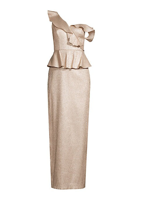 Asymmetric Ruffle Evening Dress