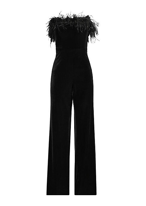 Feathered Velvet Elegance Jumpsuit
