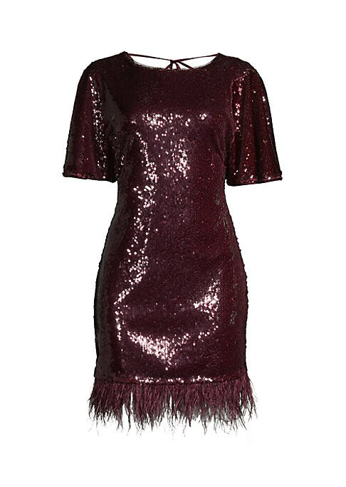Glitter Feather Mini Dress