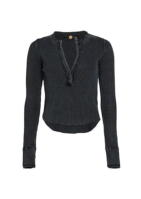 Textured Distressed Knit Top