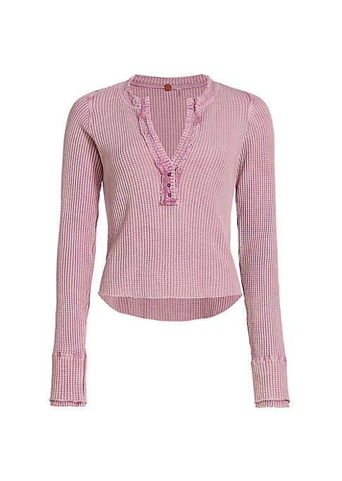 Waffle-Knit Distressed Top